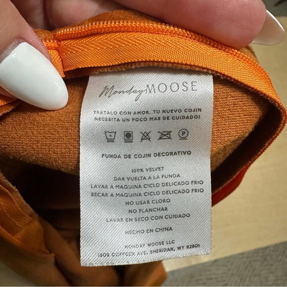 Monday Moose Set Of Two Velvet Pillow Case Burnt Orange Teal 25x25 - Picture 9 of 11